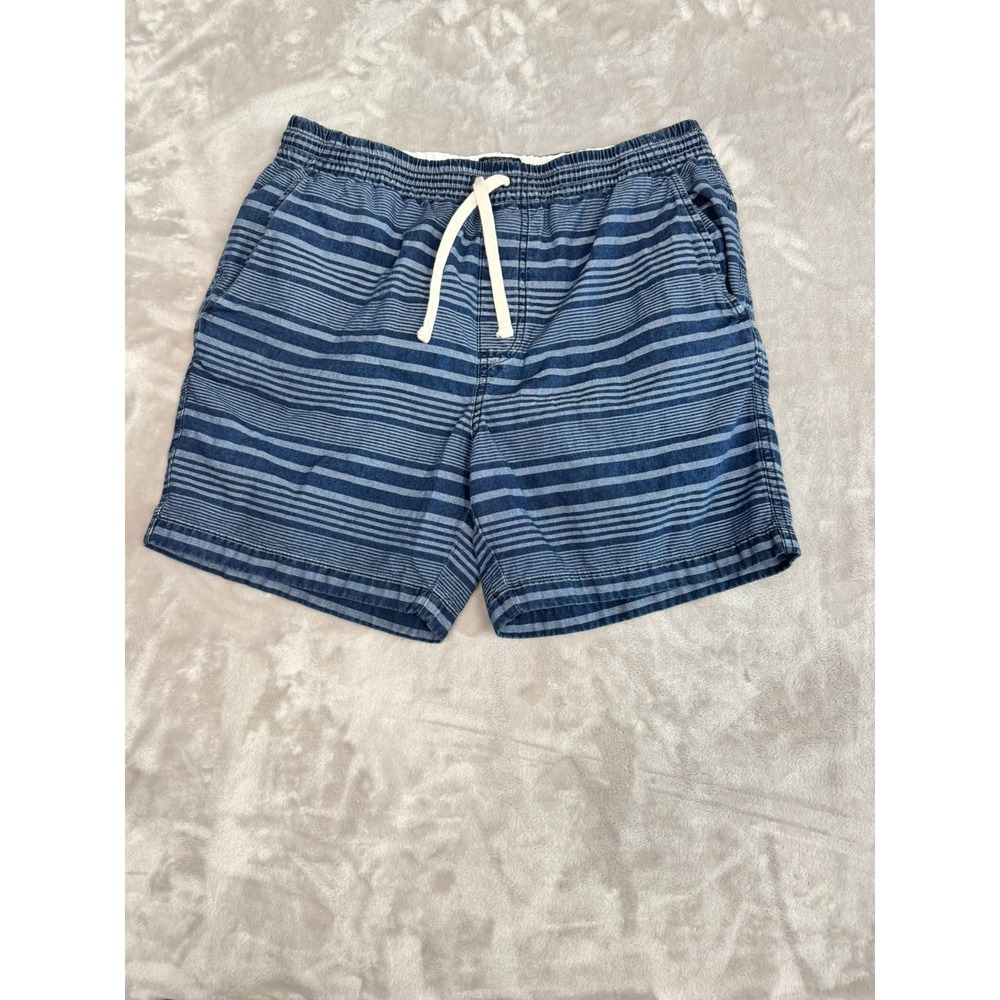 J Crew Mens Shorts Striped Blue White Elastic Waist Drawstring Size M‎